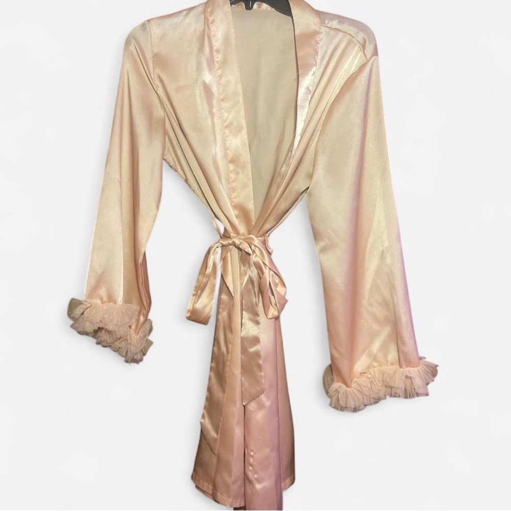 Rose Gold Satin Robe with Tie
